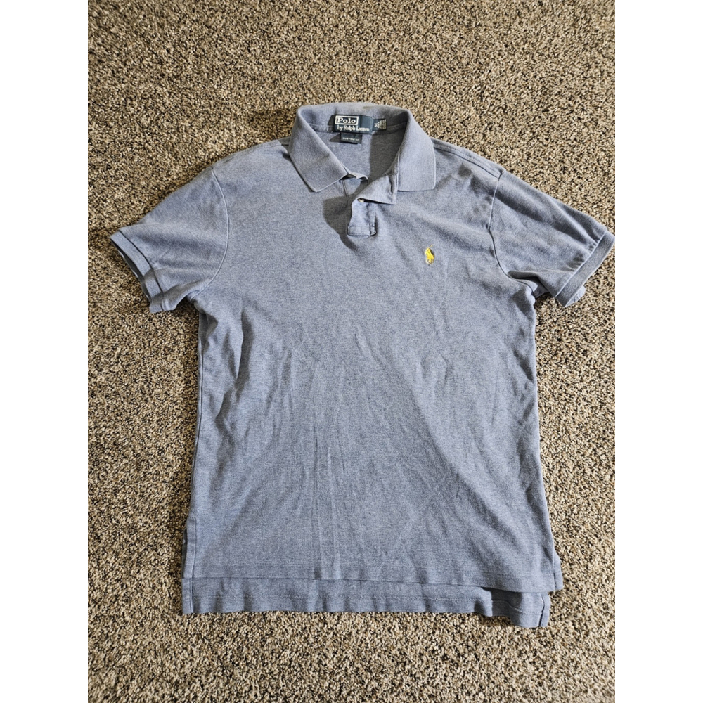 Vintage Polo Ralph Lauren Polo Shirt‎ Mens Medium Blue Custom Fit Yellow Pony